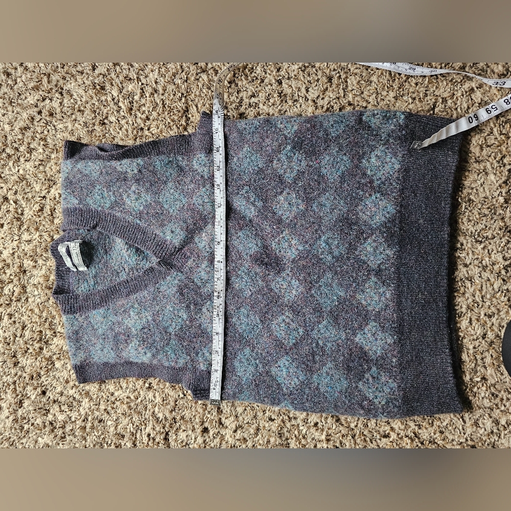 Christian Dior Vintage Argyle Wool gray blue Elegant preppy vest size S -L - Picture 5 of 8